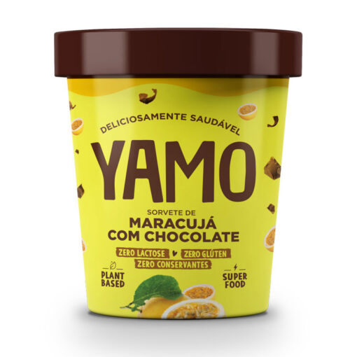 Sorvete de Maracujá com Chocolate YAMO 06x455ml